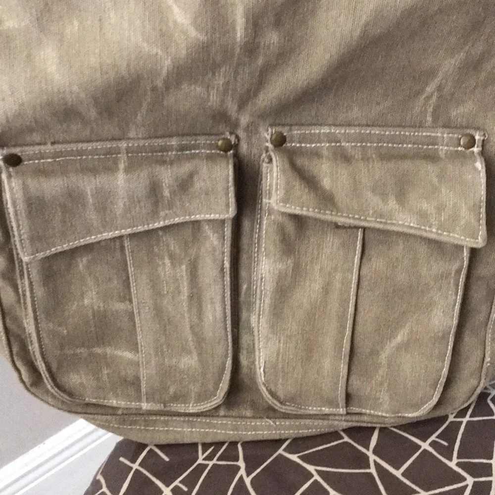 UNISEX Large utility wash canvas messenger bag